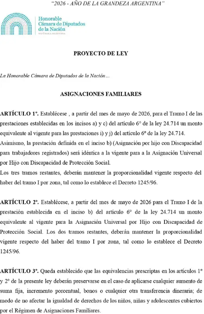 Proyecto busca igualar los montos del SUAF con la AUH